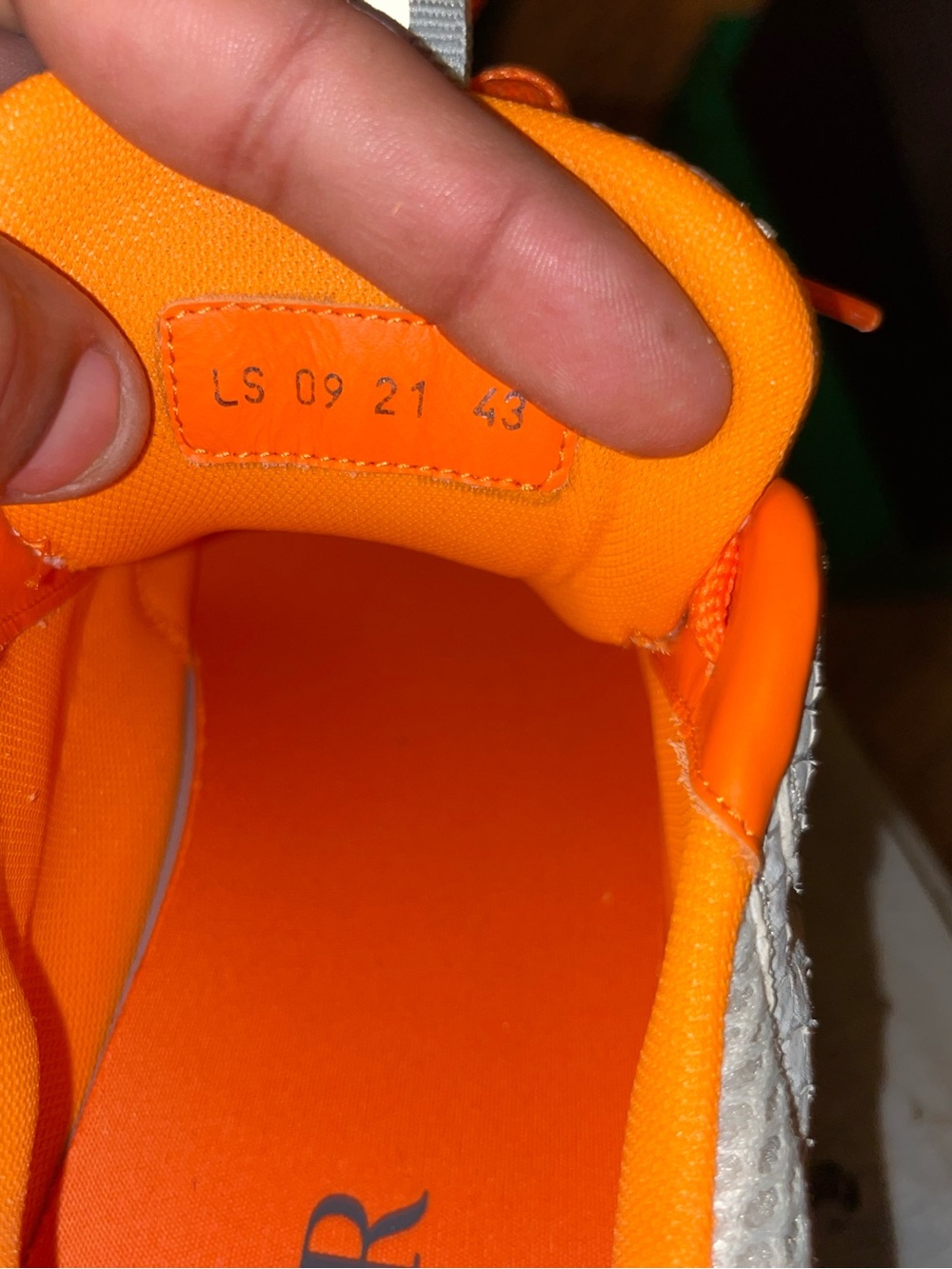 Dior Men's White Cream Gray Sneakers with Orange Accents - Picture 3 of 5